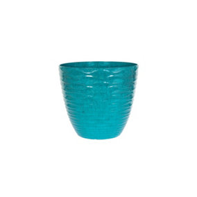 Pot Planter Indoor or Outdoor Lightweight Recycled Plastic Garden Windermere Plant Pot - Plastic - L33 x W33 x H29 cm - Teal