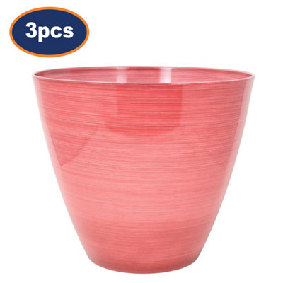 Pot Savannah Planter Round Plastic Pink Gloss Flower Plant Garden 30cm 3Pcs