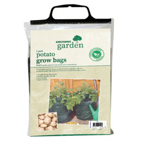 Potato Grow Bags Pack Of 2 Kingfisher Green Tarpaulin Growing Sacks With Handles