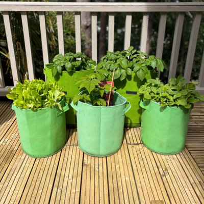 Potato Vegetable Planter Grow Bags Set of 5 Non Woven Aeration Fabric Pots