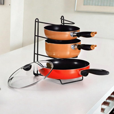 Pots and Pans Organiser Rack Pan Lid Holder for Kitchen Cupboard ...