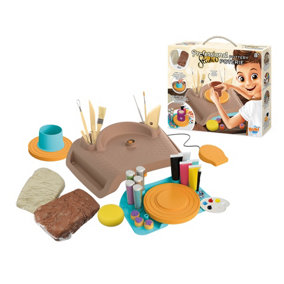 Pottery Set w/ Wheel & 2kg Clay Childrens Home Craft Creative Playset
