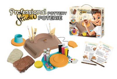 Pottery Set w/ Wheel & 2kg Clay Childrens Home Craft Creative Playset