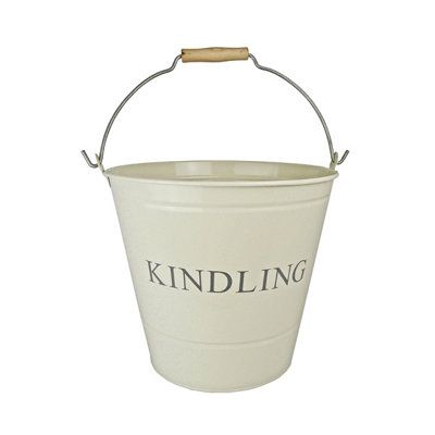Powder Coated Steel Cream Lightweight Durable Fireplace Wood Logs Storage Bucket Large Price Comparisons | Compare The Build