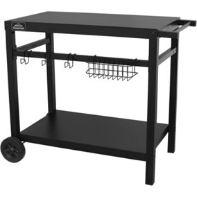 Powder Coated Top BBQ & Grill Trolley - Food Prep Dolley Outdoor Cooking Stand