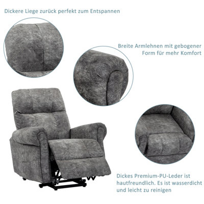 Power Lift Recliner Chair for Elderly- Heavy Duty and Safety Motion Faux Leather Reclining Mechanism for Living Room Bedroom