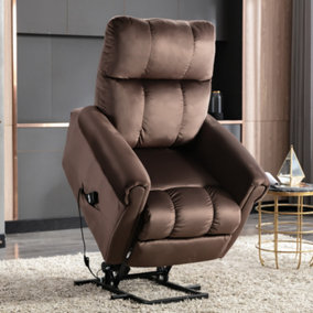 Power Lift Recliner Chair Reclining Velvet Fabric Single Sofa Armchair for Living Room