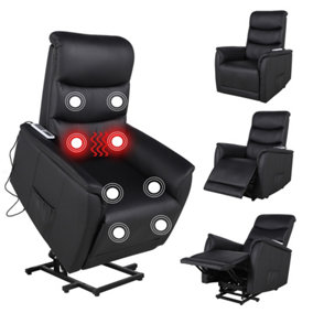 Power Massage Lift Recliner Chair with Heat & Vibration, Soft Padded Massage Chair - Black