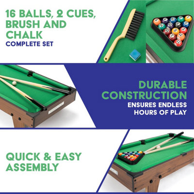 Power Play Pool Table Game, Portable Wooden Classic Games Table, Indoor ...