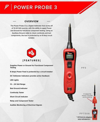 Power Probe Automotive Power Probe Red Version Supp In Clam Shell