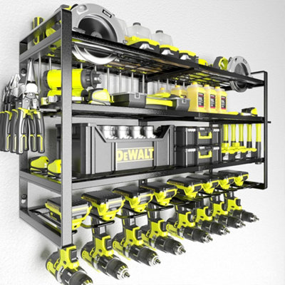 Power Tool Organizer-8 Drill Holder Wall Mount,Metal Power Tool Storage ...