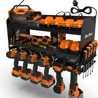 Power Tool Storage Organiser Rack Drill Holder - 6 Slot (Black) | DIY ...