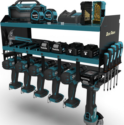 Power Tool Storage Organiser Rack Drill Holder - 6 Slot (Makita Blue)