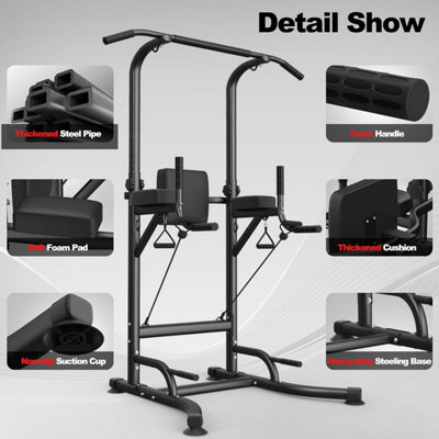 Power Tower Dip Station Pull Up Bar, Adjustable Height Multi