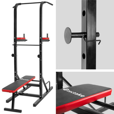 Power Tower Reeves bench press pull up bar dip leg raise station black