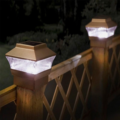 KMC Solar Fence Cap Lights - 6-Pack Outdoor Solar Post Lights, 20 Lumens Each