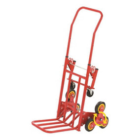 Powertek Tri-Truk - Trolley or Sack Truck with Foldable Metal Frame and 6 Rubber & 2 Castor Wheels for Moving Heavy Bulky Objects