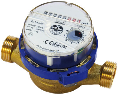 Powogaz 3/4 Inch Water Meter Flow Domestic 20mm Pipe Cold Water Domestic Meter 4,0 m3/h