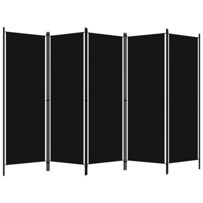 Practical 5-Panel Room Divider Black 250x180 cm