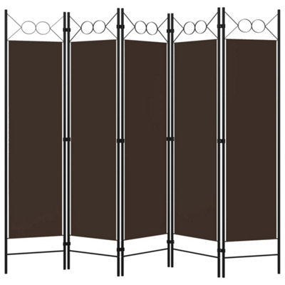 Practical 5-Panel Room Divider Brown 200x180 cm