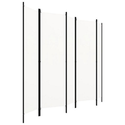 Practical 5-Panel Room Divider Cream White 250x180 cm