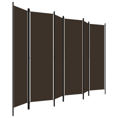 Practical 6-Panel Room Divider Brown 300x180 cm