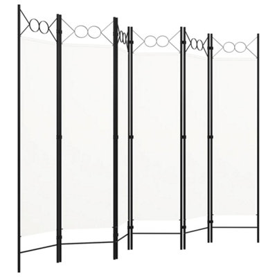 Practical 6-Panel Room Divider Cream White 240x180 cm