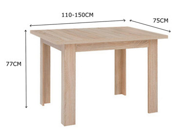 Practical Modern Dining Table with Extension Function 110cm - Sonoma Oak