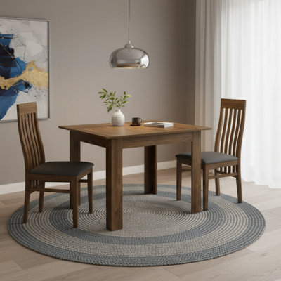 Practical Modern Dining Table with Extension Function 110cm - Stirling Oak