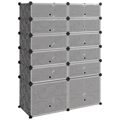 Practical Shoe Rack Black 94x37x125 cm PP