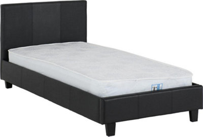 Prado 3ft Single Bed Black Faux Leather