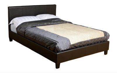 Prado 4ft Small Double Bed Frame in Brown Faux Leather