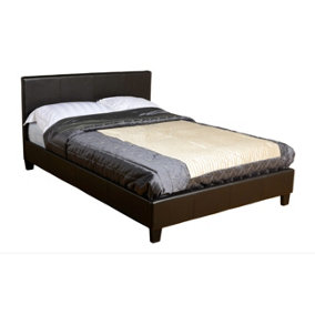 Prado 4ft Small Double Bed Frame in Brown Faux Leather