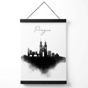 Prague Watercolour Skyline City Medium Poster with Black Hanger