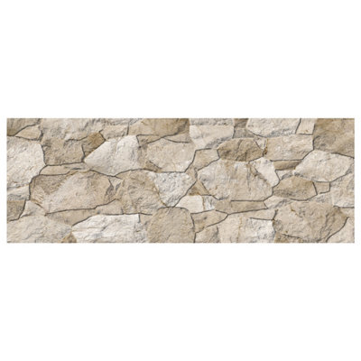 Prairie Beige Split Faced Stone Effect Porcelain Tile - Pack of 40, 11.39m² - (L)890x(W)320
