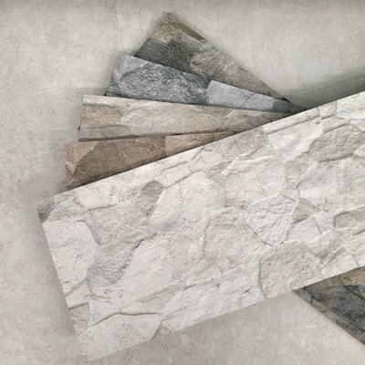 Prairie Sand Split Faced Stone Effect Porcelain Tile Pack of 4 Tiles 1.14m² (L)890mm (W)320mm
