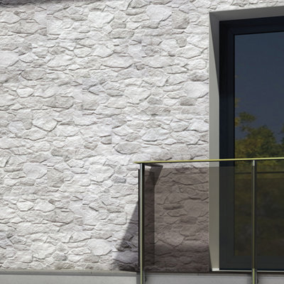 Prairie White Split Faced Stone Effect Porcelain Tile Pack of 40 Tiles 11.39m² (L)890mm (W)320mm