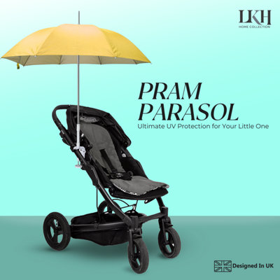 Parasol Universal Para Carrito De Bebé Con Brazo Flexible - Color Azul Marino/Rosa Osito, 100% Algodón, Hecho En España