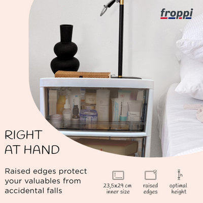 Pre-Assembled Storage Unit, Storage Drawers, White Plastic Storage 4 Drawer Organizer by Froppi™ L28.5 W34 H62 cm