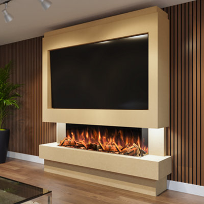 Pre Built Media Wall Package 10 Including The 1300 Advance Series 3 Sided Electric Fire