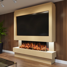 Pre-Built Media Wall Package 10 Including The 1300 Advance Series 3 Sided Electric Fire.