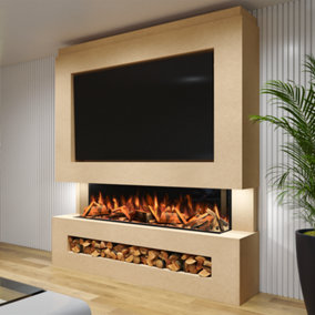 Pre-Built Media Wall Package 11 Including The 1500 Advance Series 3 Sided Electric Fire.