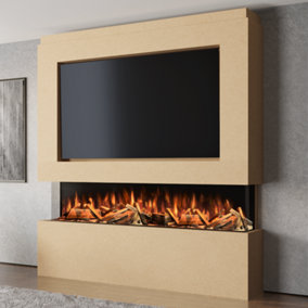 Pre-Built Media Wall Package 12 Including The 1800 Advance Series 3 Sided Electric Fire.