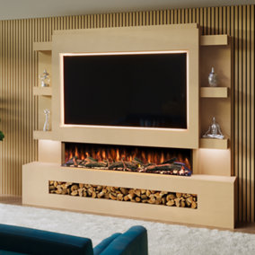 Pre-Built Media Wall Package 15 Including 60 inch Spectrum Series 3 Sided Electric Fire