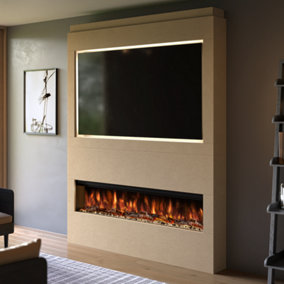 Pre-Built Media Wall Package 17 Including 60 inch Spectrum Series 3 Sided Electric Fire