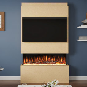 Pre-Built Media Wall Package 18 Including 44-inch Spectrum Series 3 Sided Electric Fire