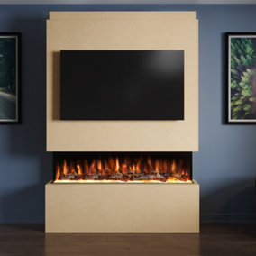 Pre-Built Media Wall Package 19 Including 60-inch Spectrum Series 3 Sided Electric Fire