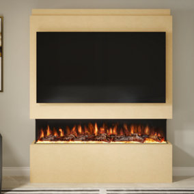 Pre-Built Media Wall Package 20 Including 60-inch Spectrum Series 3 Sided Electric Fire