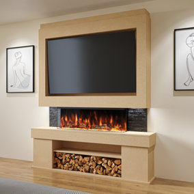 Pre-Built Media Wall Package 3 Including 44-inch Spectrum Series 3 Sided Electric Fire