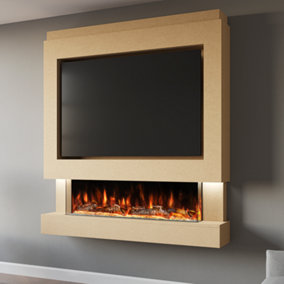 Pre-Built Media Wall Package 4 Including 44-inch Spectrum Series 3 Sided Electric Fire